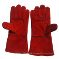 Red Cowhide Split Leather Industrial Hand Safety Welding Work Guts